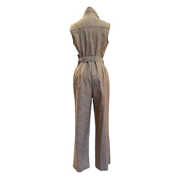 Nanette Lepore Size 4 Tan Sleeveless Belted Jumpsuit Romper Coastal Preppy - Picture 3 of 9